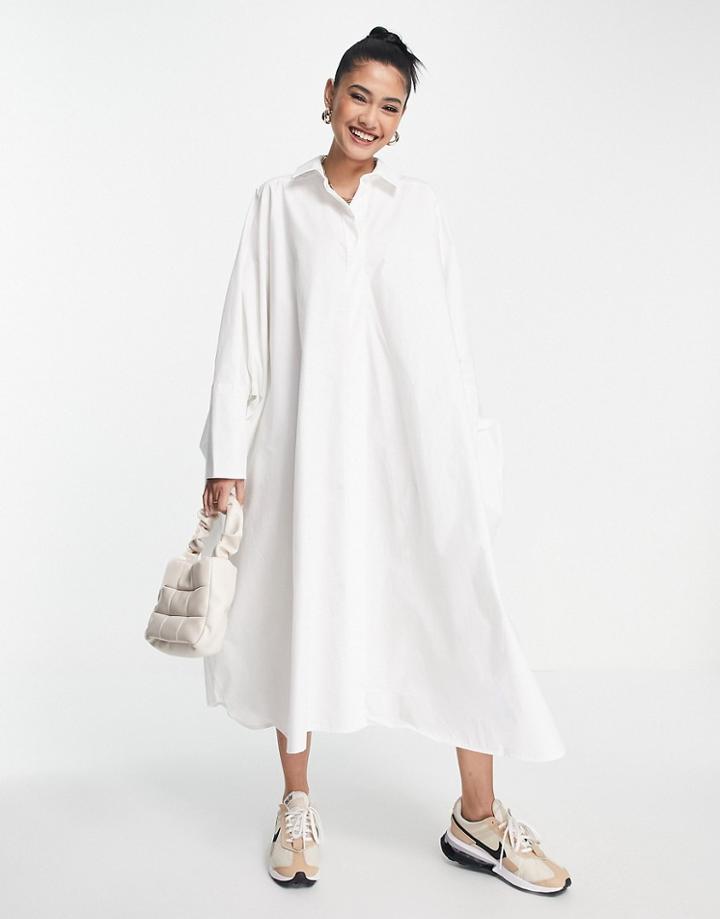 Asos Edition Oversized Midi Shirt Dress In White