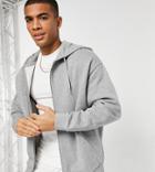 Asos Design Organic Blend Oversized Zip Up Hoodie In Gray Heather-grey