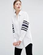 Wood Wood Frankie Shirt With Striped Arms - White
