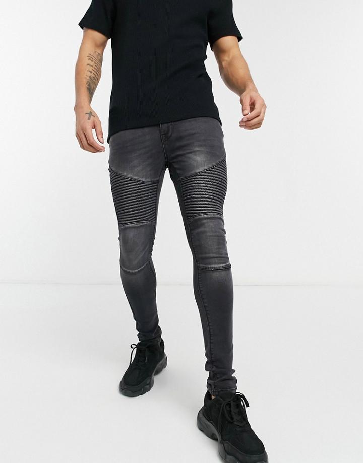 Voi Hendon Biker Jeans In Washed Black