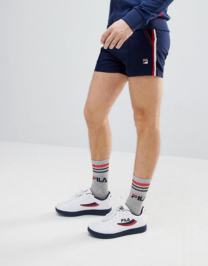 Fila Vintage Stripe Detail Retro Shorts In Navy - Navy