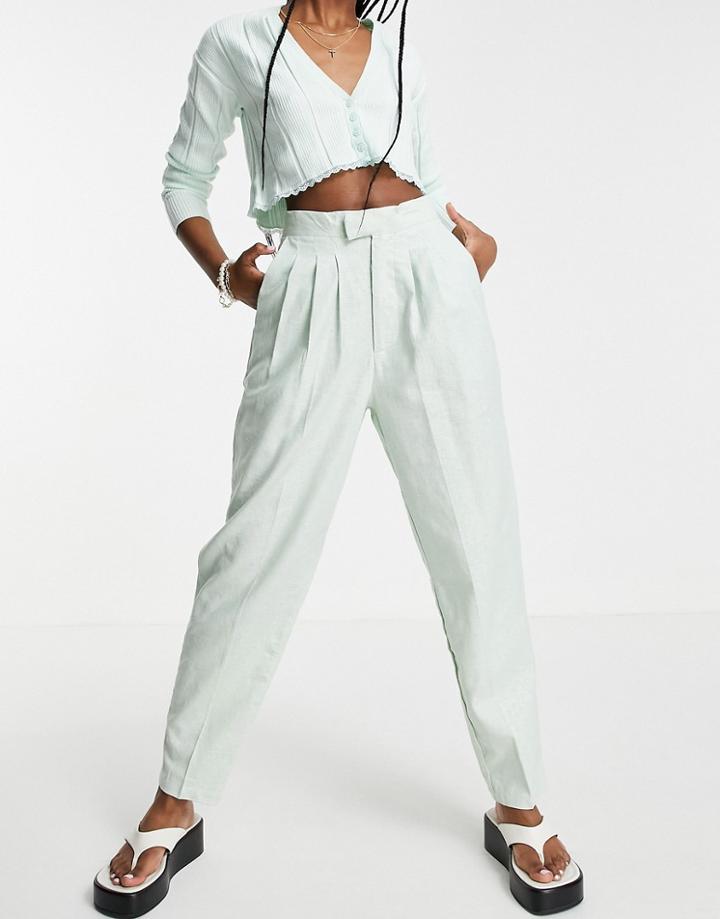 Cotton: On Tapered Pants In Sage-green