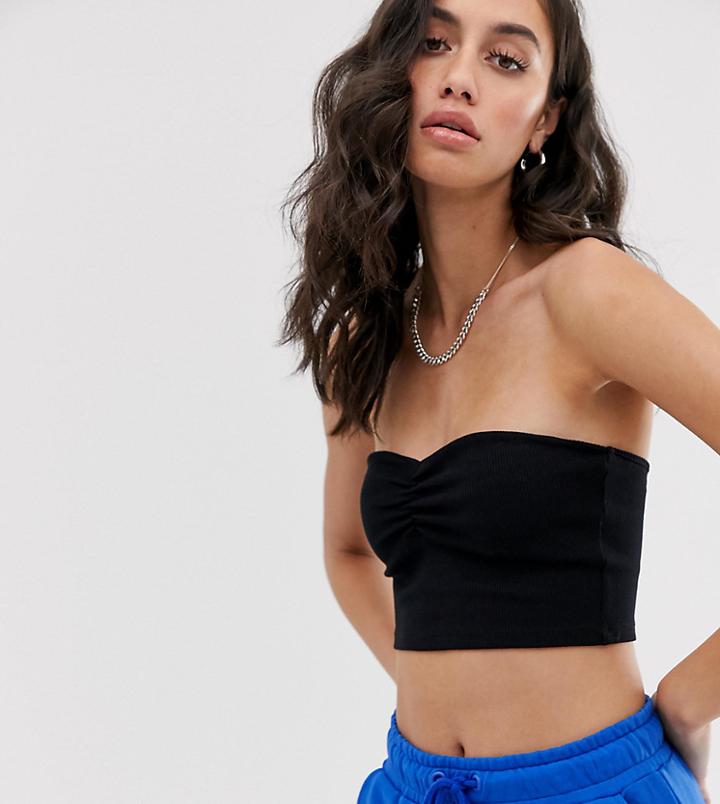 Bershka Ruch Detail Bandeau Top In Black - Black