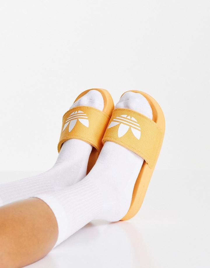 Adidas Originals Adelette Lite Slides In Hazy Orange