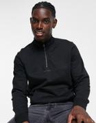 Calvin Klein Logo Jacquard Half Zip Sweatshirt In Black