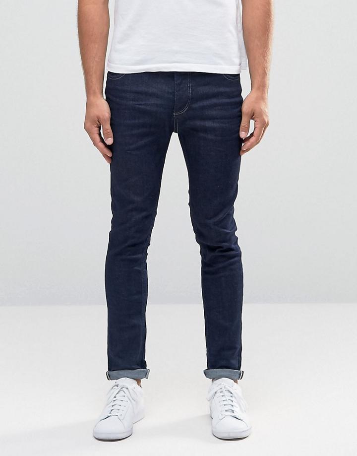 Selected Homme Jeans In Skinny Fit Dark Blue Denim - Blue