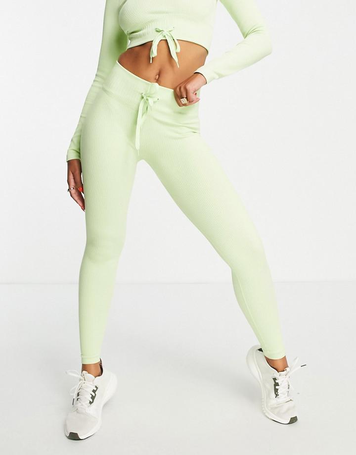 Love & Other Things Ribbed Gym Leggings In Pastel Green