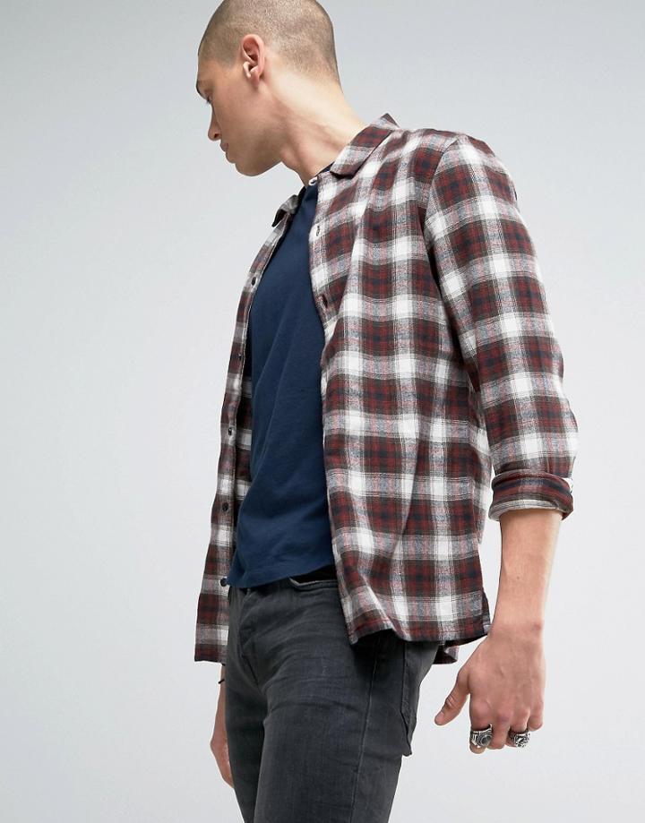 Allsaints Checked Shirt In Slim Fit - Red
