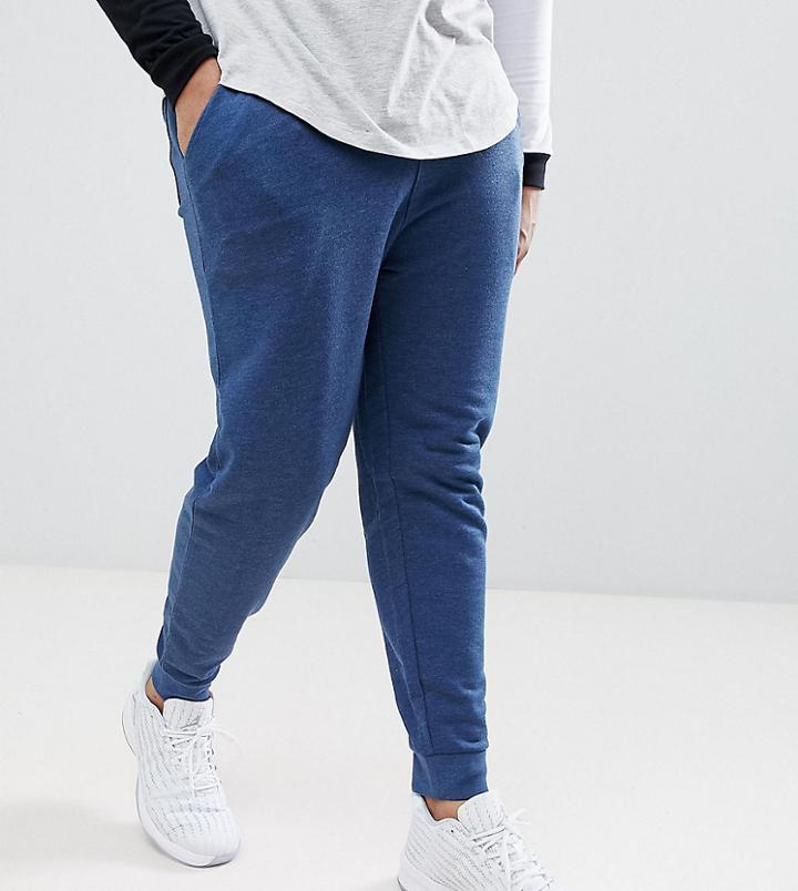 Asos Design Plus Skinny Joggers In Dark Denim Marl - Navy