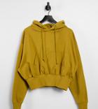 Collusion Oversized Crop Hoodie In Tobacco-brown