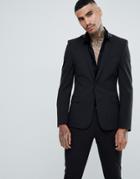 Asos Design Super Skinny Suit Jacket In Black With Stud Detail - Black