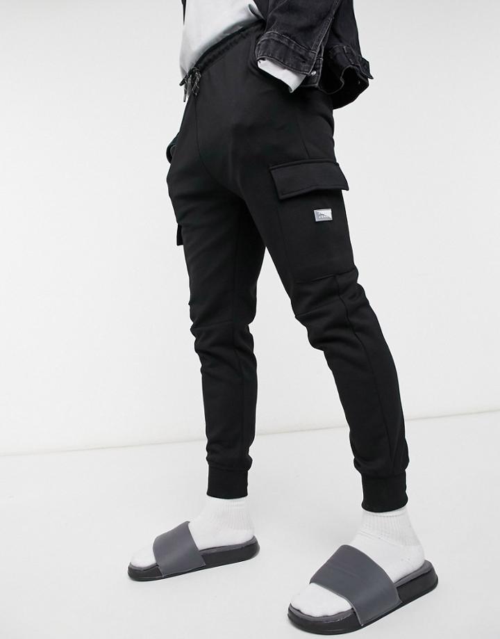 Jack & Jones Intelligence Cargo Sweatpants In Black