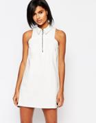 Vero Moda Denim Zip Up Dress - White