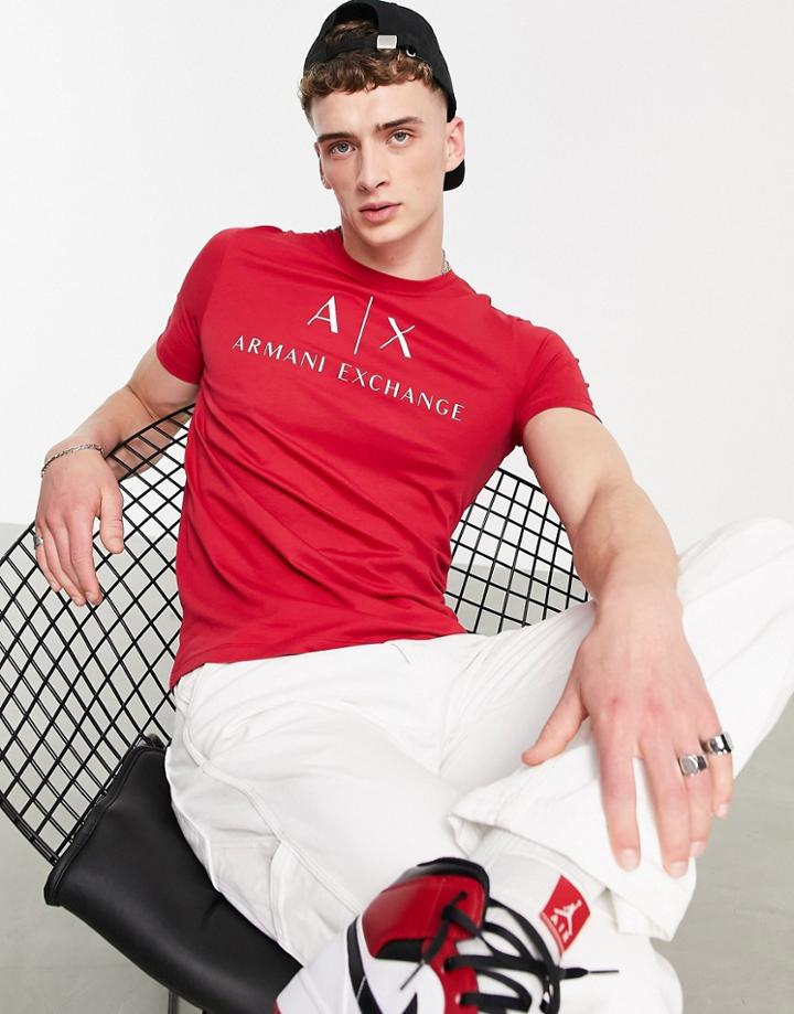 Armani Exchange Text Logo T-shirt Red