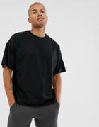 Asos Design Organic Heavyweight Oversized Fit T-shirt With Crew Neck And Raw Edges In Black