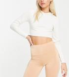 Flounce London Petite Slinky Legging Shorts In Camel-neutral