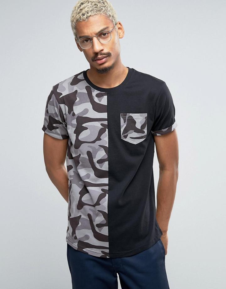 Juice Paneled Camo T-shirt - Black