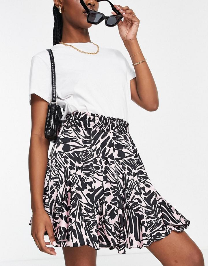 River Island Animal Print Flippy Mini Skirt In Pink