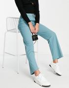 Pull & Bear Straight Leg Pants In Teal-green