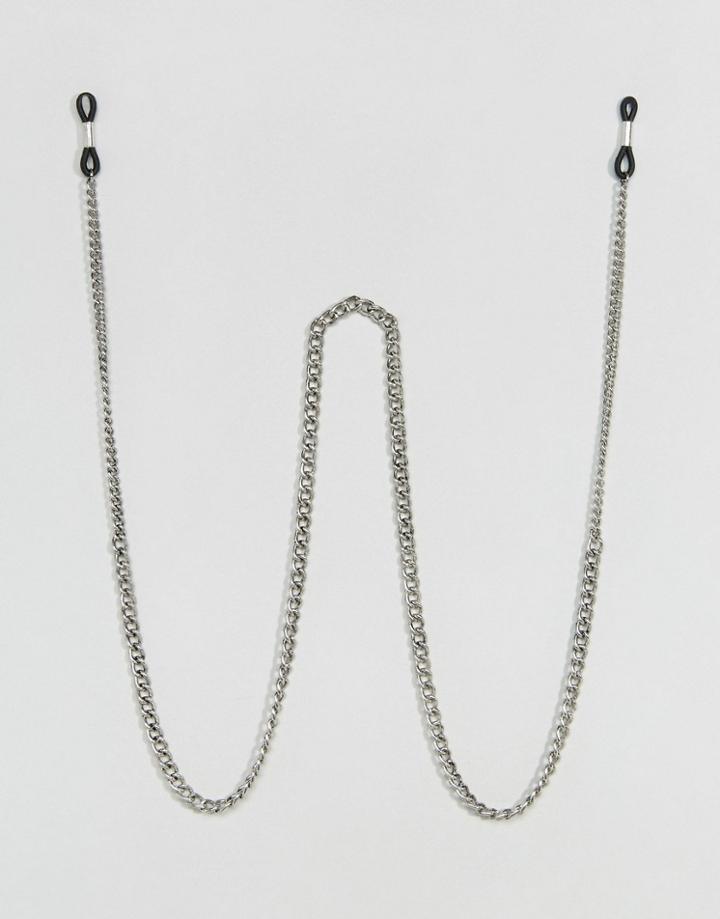 Asos Sunglasses Chain In Burnished Silver - Silver