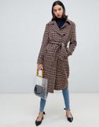 Selected Femme Check Wool Wrap Coat - Multi