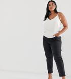 Asos Design Curve Farleigh Slim Mom Jeans In Washed Black