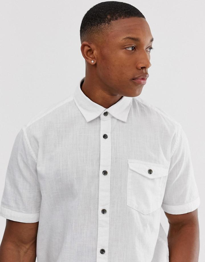 Esprit Cotton Slub Shirt In White - White