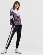 In Wear Hestia Floral Side Stripe Pants-black