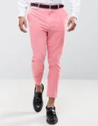 Asos Tapered Cropped Pants In Pink - Pink