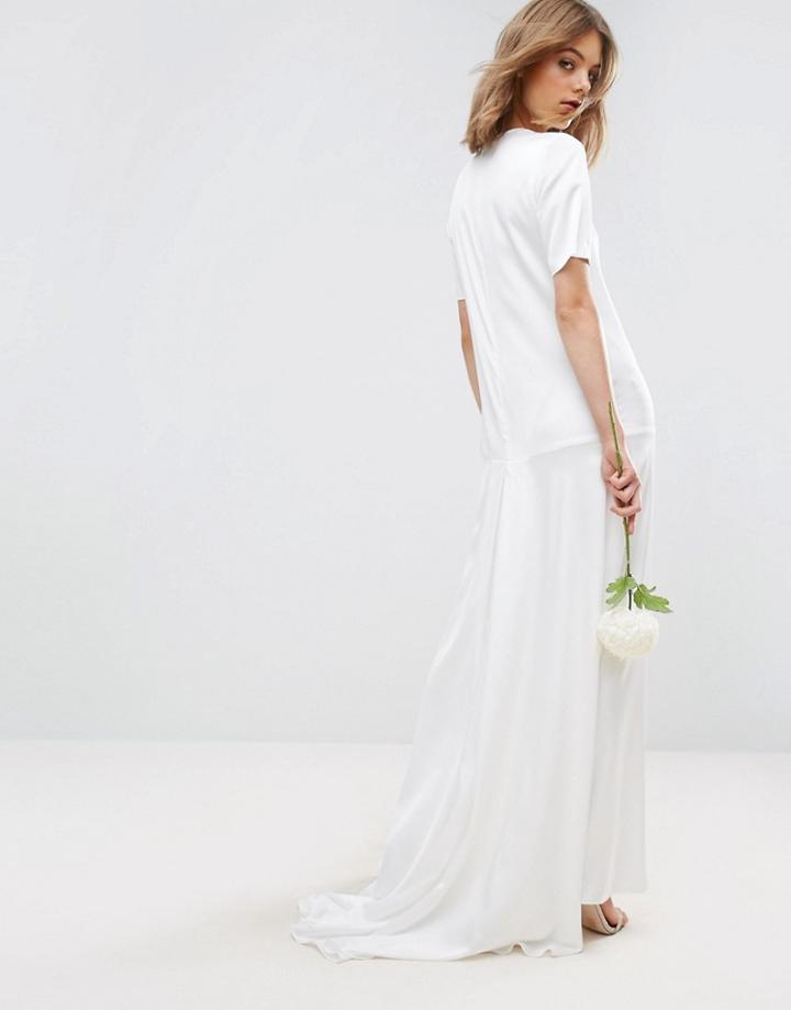 Asos Bridal T-shirt Fishtail Maxi Dress - Cream