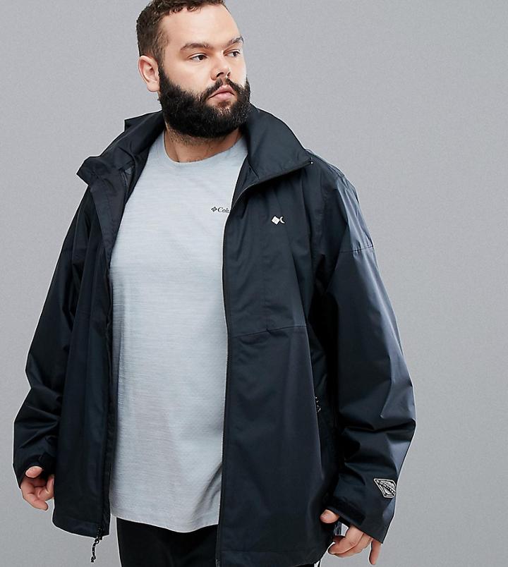 Columbia Plus Inner Limits Waterproof Jacket Concealable Hood In Black - Black