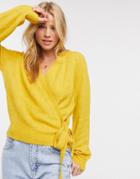 Y.a.s Wrap Knitted Cardigan In Yellow
