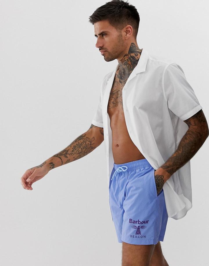 Barbour Beacon Logo Swim Shorts In Light Blue