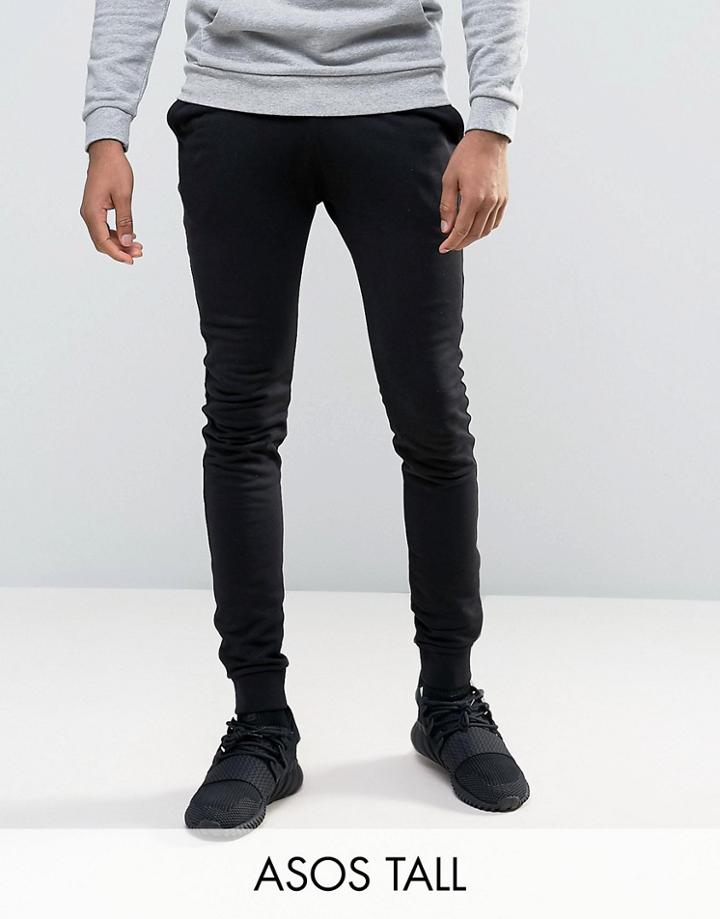 Asos Tall Super Skinny Joggers In Black - Black