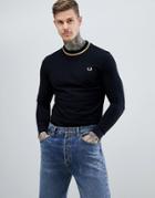 Fred Perry Reissues Long Sleeve Tipped Pique T-shirt In Black - Black