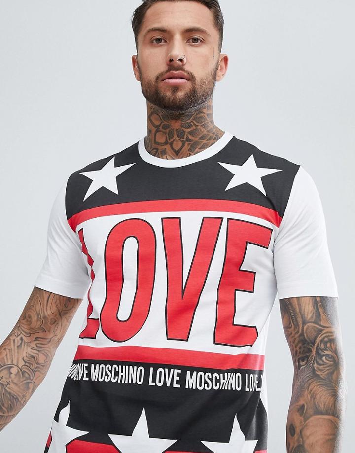Love Moschino T-shirt In White With Star Print - White