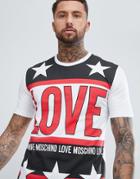 Love Moschino T-shirt In White With Star Print - White