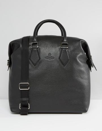 Vivienne Westwood Leather Weekender Carryall - Black