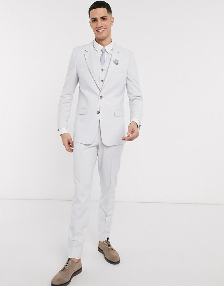Asos Design Wedding Slim Suit Suit Vest In Ice Gray-grey