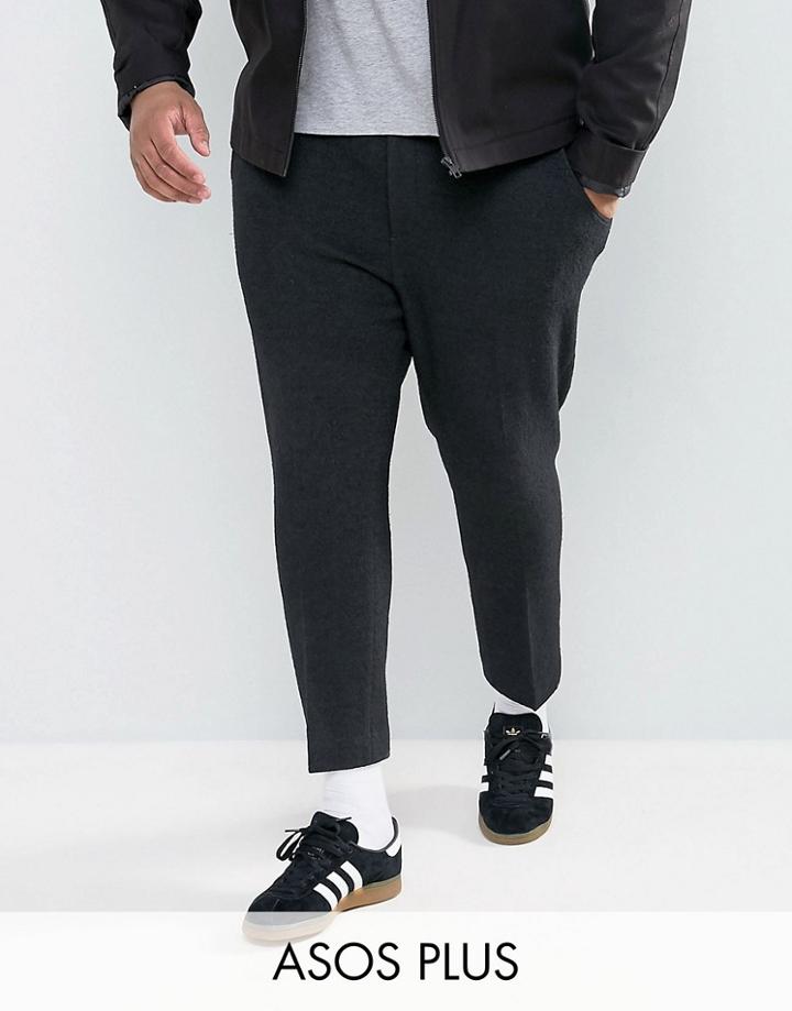 Asos Plus Skinny Crop Smart Heritage Pants In Black - Black