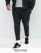 Asos Plus Skinny Crop Smart Heritage Pants In Black - Black