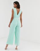 Y.a.s Pleated Open Back Jumpsuit - Green