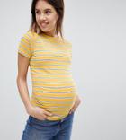 New Look Maternity Stripe Rib Top - Multi