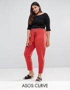 Asos Curve High Waist Tie Front Peg - Orange