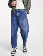 Pull & Bear Baggy Jeans In Mid Blue