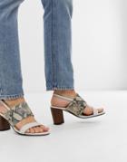 Vagabond Carol White Leather Snake Effect Heeled Sandals
