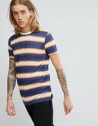 Asos Retro Stripe T-shirt In Linen Look - Multi