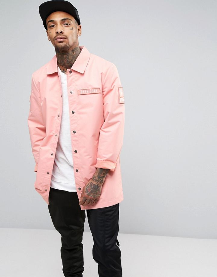 Dxpe Chef Coach Jacket In Pink With Military Patches - Pink