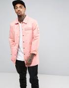 Dxpe Chef Coach Jacket In Pink With Military Patches - Pink