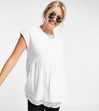 Asos Design Maternity Nursing Short Sleeved T-shirt And Crochet Hem In White